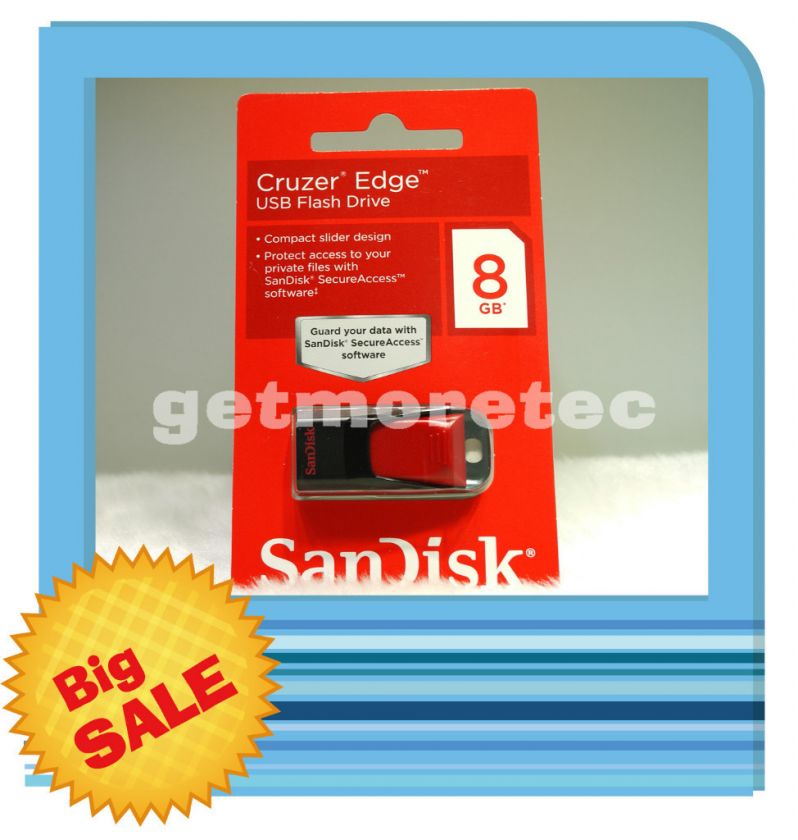 PC SANDISK CRUZER EDGE 8GB USB JUMP / THUMB / PEN FLASH DRIVE  