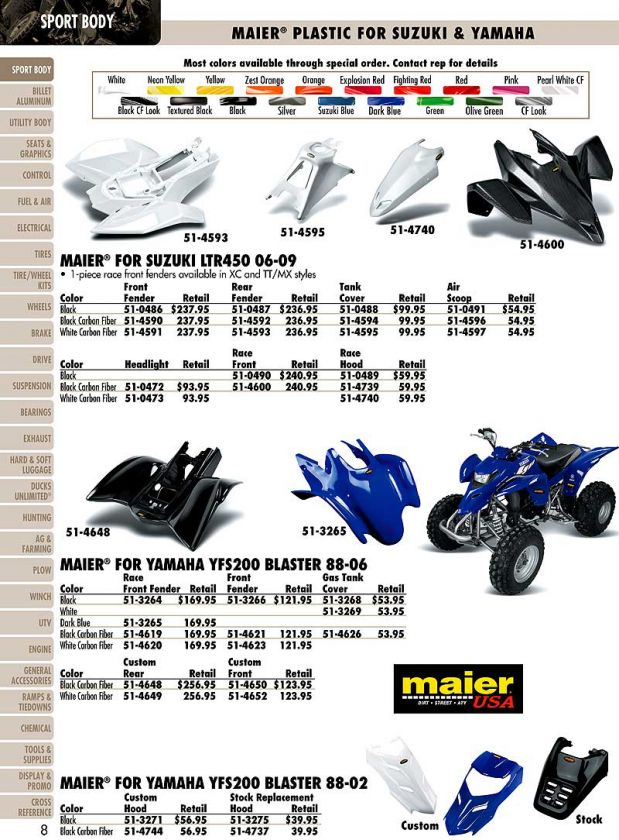 Maier Race Front Fender Yfs200 Blu Yamaha Blaster 88 06  