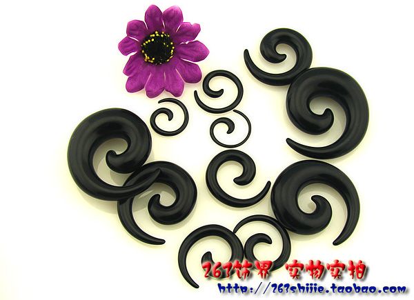 PAIR 14g 12g 10g 8g 6g 4g 2g 0g 00g Over Black UV AcryLic Talon Spiral 