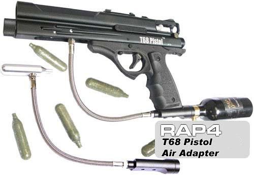 Add the T68 Pistol Bottom Line Air Adapter to your paintball pistol 