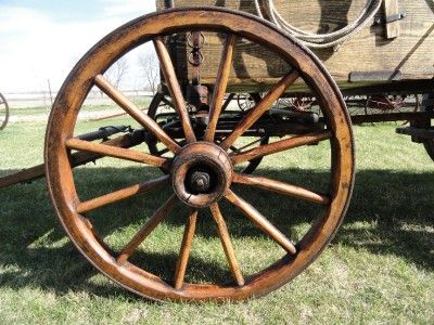 Antique Covered Horse Drawn Chuck Wagon The BAIN Wood Wheels Usable 