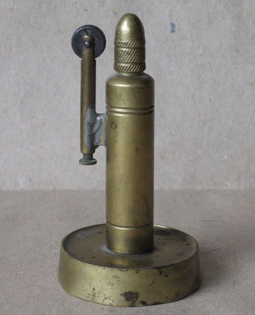 ANTIQUE BRASS TABLE PETROL CIGARETTE LIGHTER  