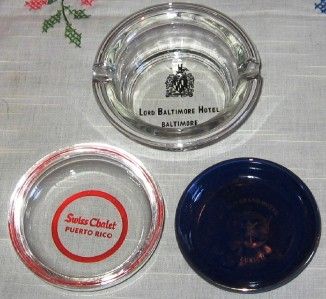 Vintage Hotel Ashtrays Lord Baltimore Dolder Lot of 3  