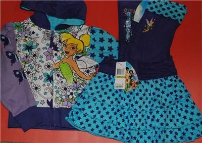 DISNEY TINKERBELL TINKER BELL OUTFIT SWEATER HOODIE SKIRT PANTS PURPLE 