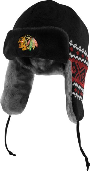 Chicago Blackhawks Black New Era Team Trapper Trooper Hat  