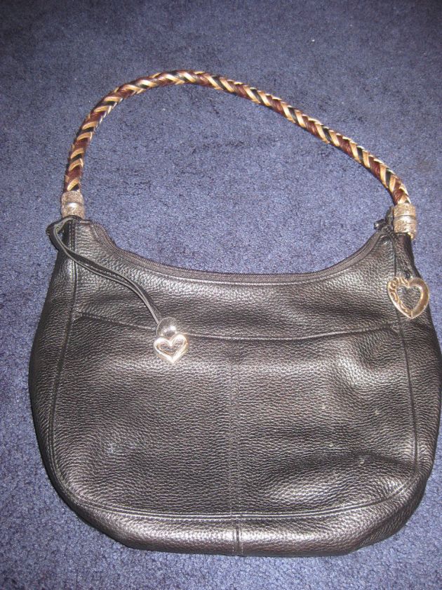 BRIGHTON~PEBBLED LEATHER~BRAIDED STRAP~HANDBAG/PURSE  