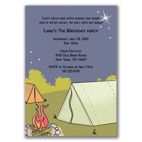 Campout Invitations Camping Bonfire Party Party Tent  