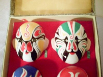 CHINESE OPERA FACIAL MAKE UP MASKS  SET OF 4    MINT  