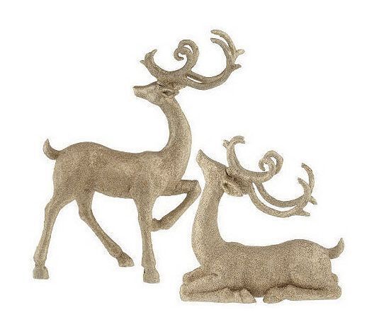 Piece Resin Glittered Deer Set by Valerie Christmas GOLD Sparkle 