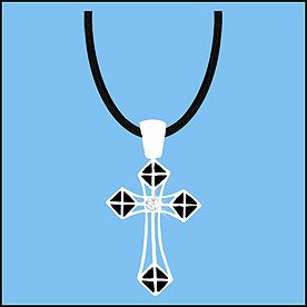 Black Enamel CZ Medieval Cross 16 Black Cord Necklace  