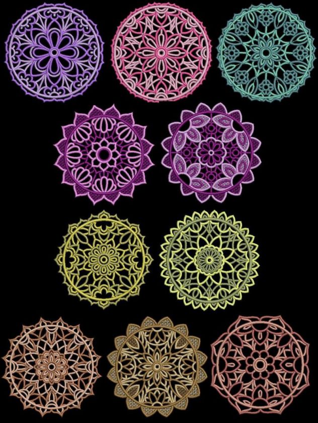 Exotic Lace Doilies Machine Embroidery Designs 4x4 CD  