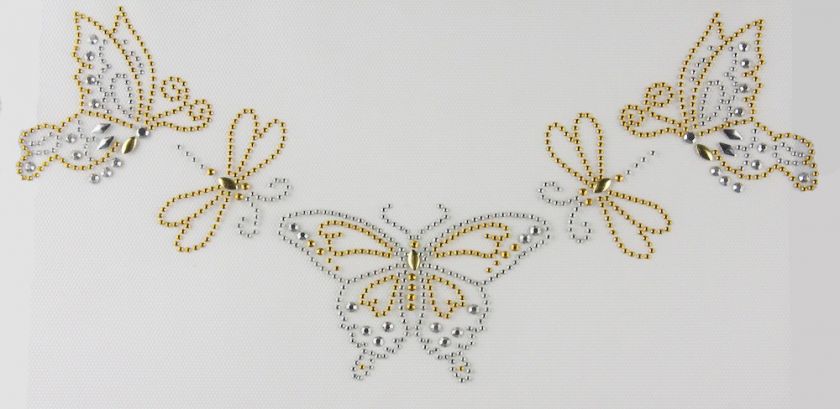 BUTTERFLY Dragonfly~ Rhinestone Shirt Neckline Transfer  