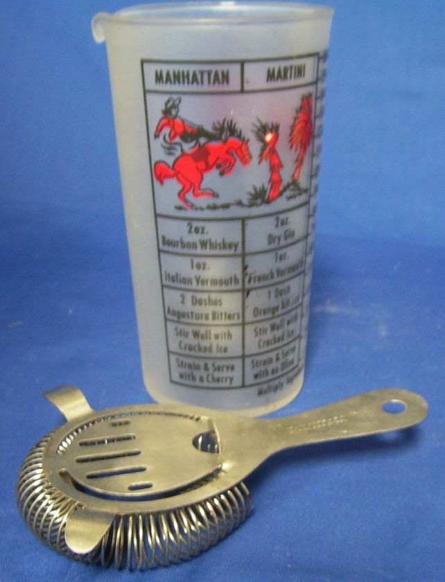 Cowboy Cocktail Martini Shaker Glass Drink Recipe Stainless Strainer 