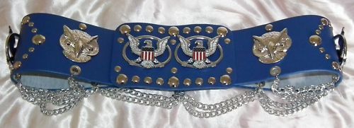 ELVIS STYLE EAGLE OWL ROYAL BLUE CONCERT BELT  