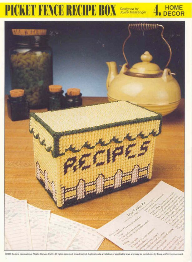 Picket Fence Recipe Box ~ plastic canvas pattern  