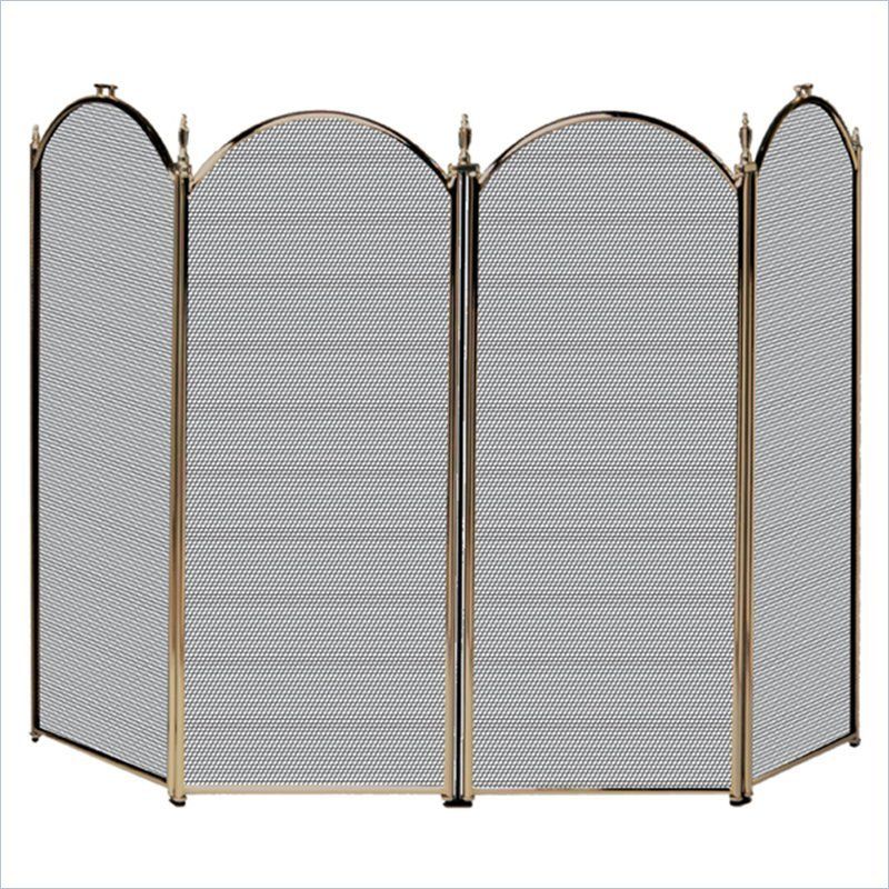 Uniflame 4 Fold Antique Brass Fireplace Screen 728649263586  