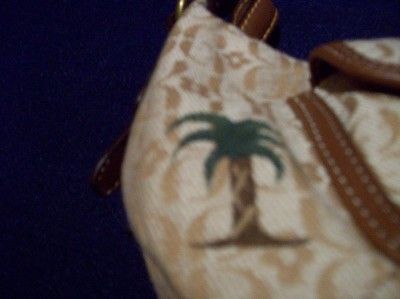 NWOT FABRIC & LEATHER FOSSIL HANDBAG PURSE & PALM TREES  