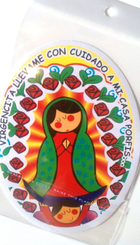 VIRGENCITA PLIS STICKER LLEVAME A MI CASA CON CUIDADO  