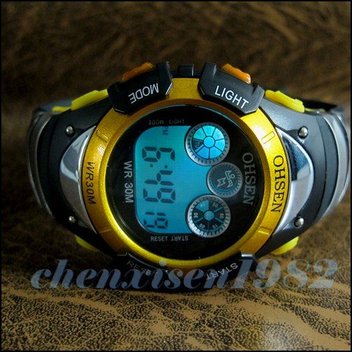 OHSEN Kids Boys Girls Child Multifunction LED Alarm Stop Sport Wrist 