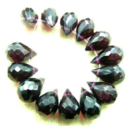 Garnet 7MM Faceted Tear Drop Briolette Bead (14Bead)  