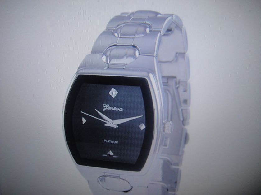 Geneva Platinum All Silver w/Carbon Fiber Dial New Item  