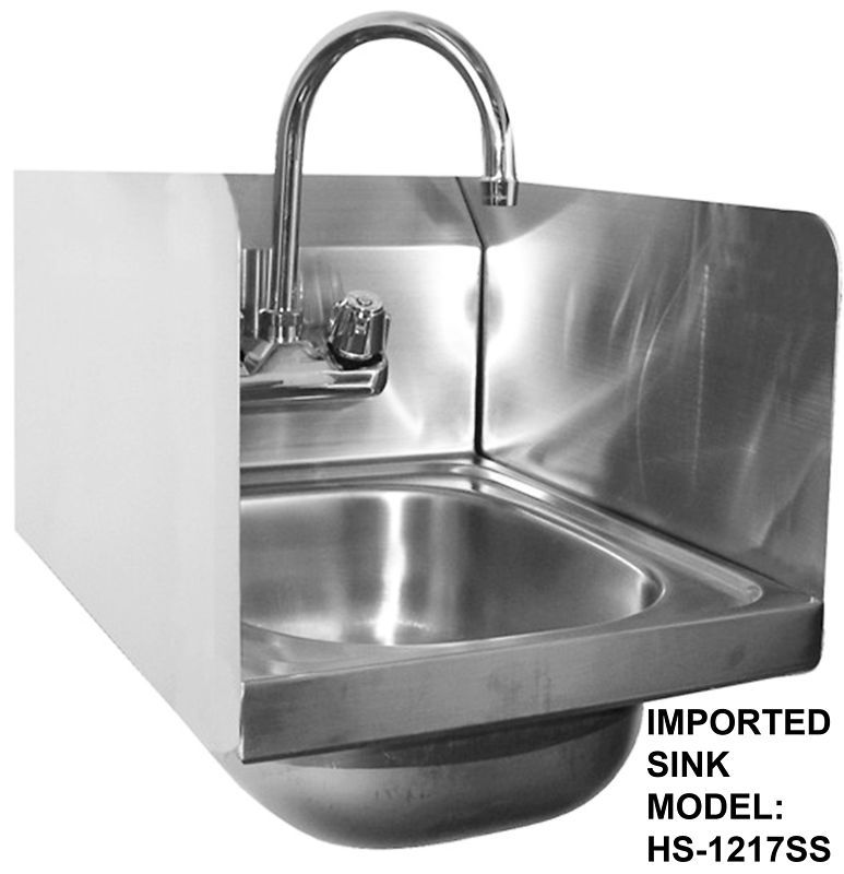 WASH HAND SINK, STAINLESS STEEL, SPACE SAVER HS1217SS  