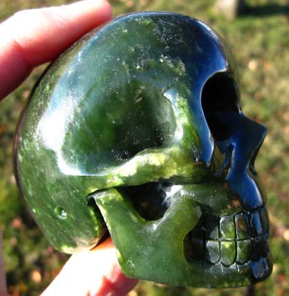 Beautiful Vibrant Green Polar Jade Crystal Skull Canada  