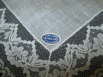 VINTAGE LINEN & FRENCH LACE WEDDING HANDKERCHIEF HANKIE  