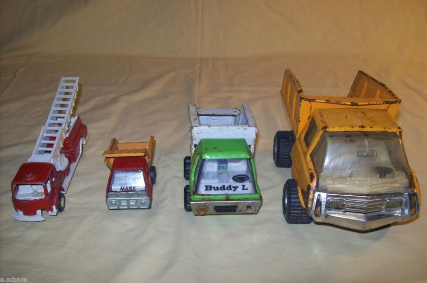 LOT OF VINTAGE METAL WORK TRUCKS MARX BUDDY L TONKA TOOTSIE TOY OLD 