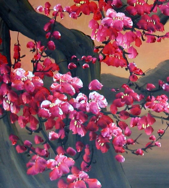 Japanese Cherry Blossom Painting Abstract Art on canvas  