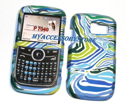 For Pantech Link P7040 Zebra Rubberized Snap On Faceplate Hard Phone 