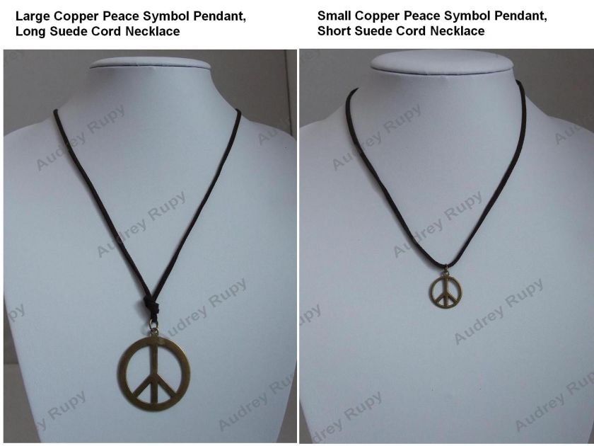 Antique Copper Peace Suede Cord Necklace (2 Sizes)  