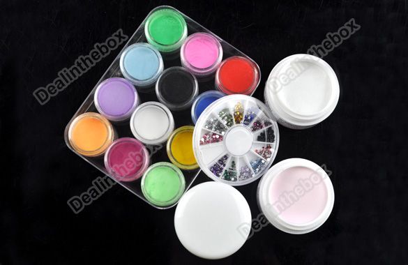 Nail Art Tips Kit Set Full Combo Liquid Powder DIY Acrylic Decorations 