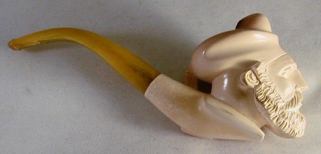 Vintage Meerschaum Pipe Bearded Man Tassel Headdress NR  