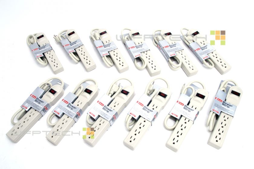 Wholesale Lot 12pc 6 Outlet Power Strip Surge Protector  