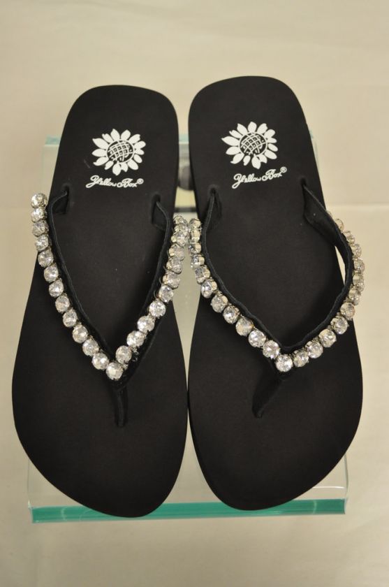 Yellow Box Flip Flops Owlet Rhinestone Crystals   Clear  