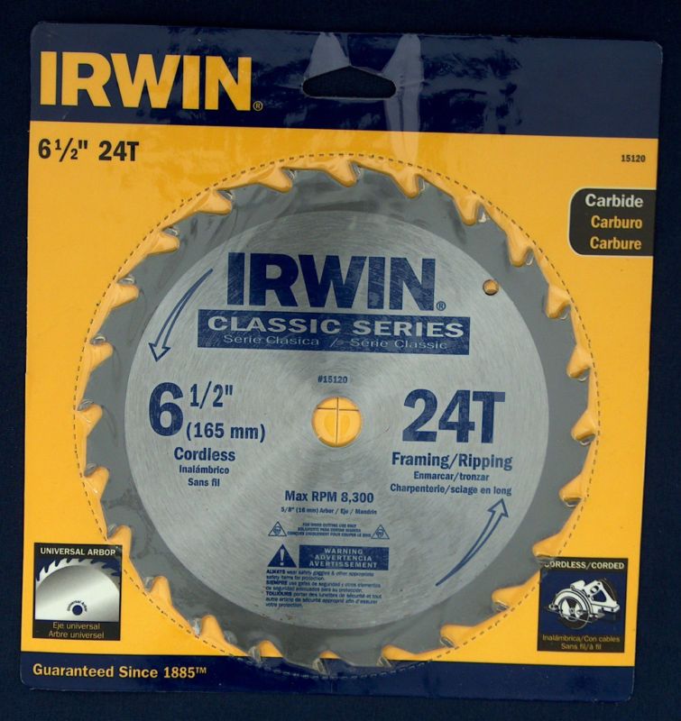 NEW IRWIN 6 1/2 x 24 CARBIDE TEETH CLASSIC SAW BLADE  