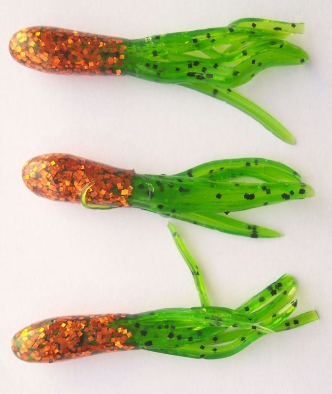 50 Crappie Tube Jigs 1.5inch Orange Scales Watrmln SH28  