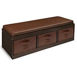   BROWN CHILD KIDS TOY STORAGE BENCH CUBBY CUBBIE WITH BINS NEW  