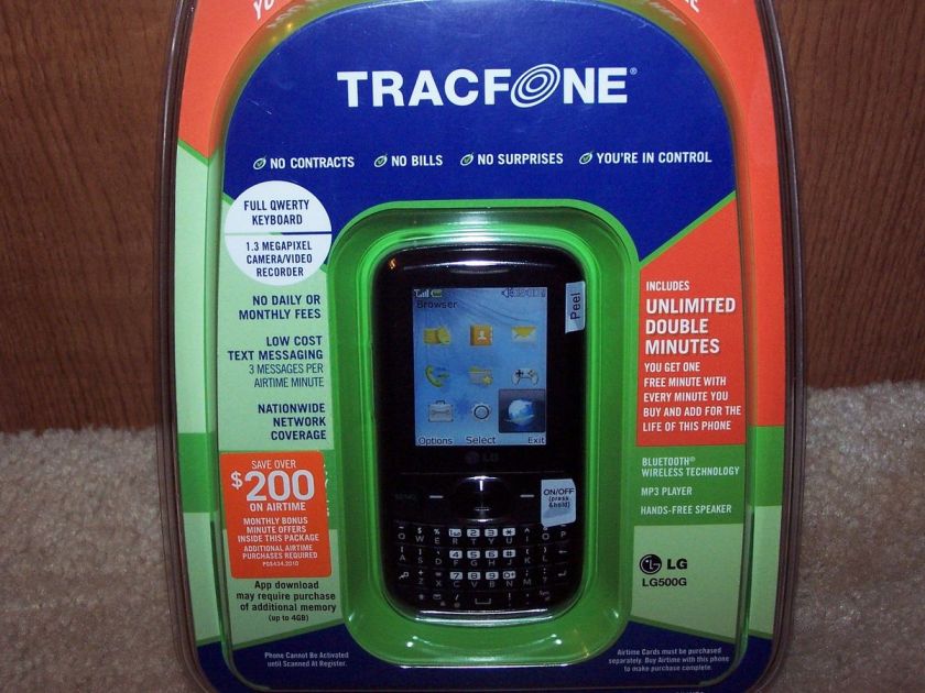Brand New LG 500G   Black (TracFone) Cellular Phone With Double The 