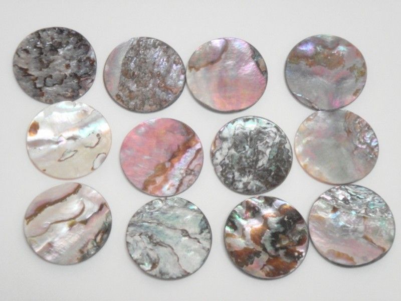 ABALONE SHELL UNDRILLED DISC COIN 35MM 12 PCS #T 167  