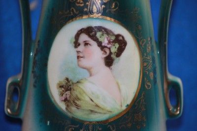 Vintage Austrian Victorian Portrait 2 Handled VASE  