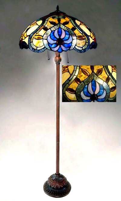 FREE S/H VICTORIAN GLASS FLOOR LAMP   18 Shade   NEW  