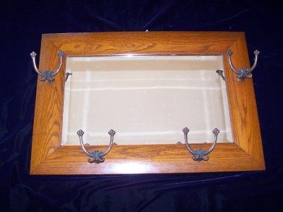 Antique Oak Hat Parlor Mirror Beveled  