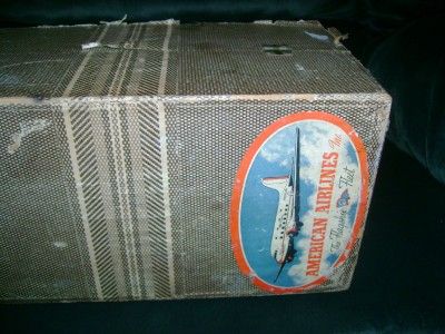 Old Wooden Doll Trunk w Old Luggage Labels WW II  