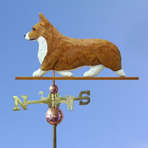 HAND CARVED & HAND PAINTED WELSH CORGI WEATHERVANE  