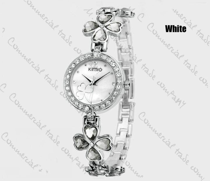 NEW Clover 3A Crystal Charm Quartz Woman Bracelet Ladies Watch 6 Color 